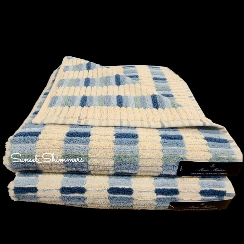 6pc BROOKS BROTHERS Mosaic Tile THICK PLUSH TURKISH Towel Set New